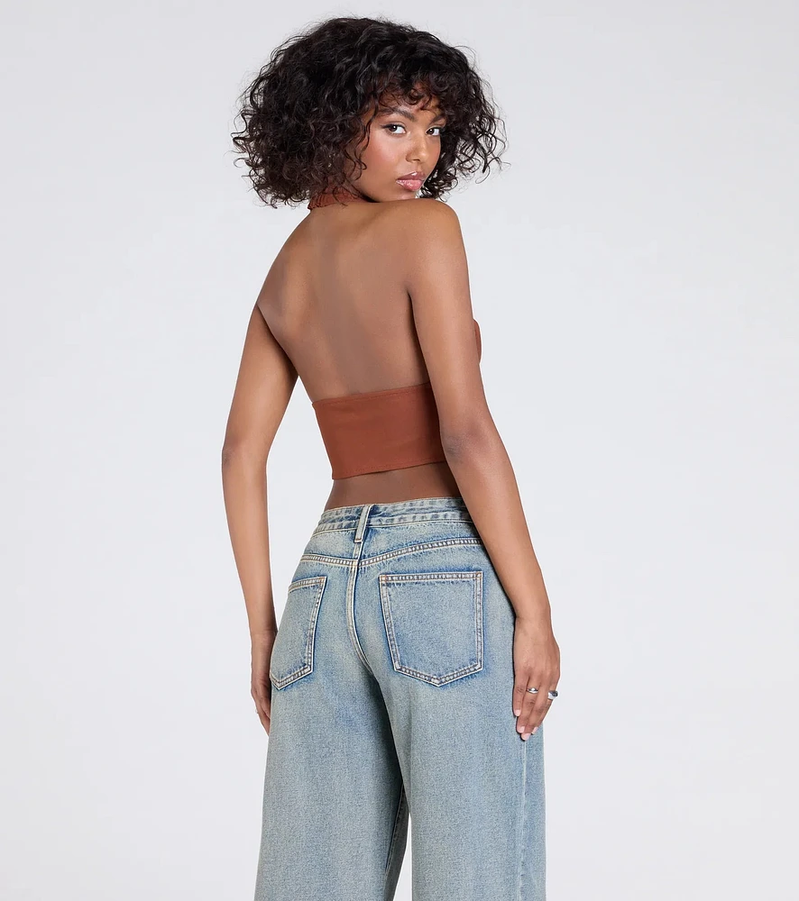 Windsor Sultry Trend Buckle Strap Halter Crop Top at Hamilton