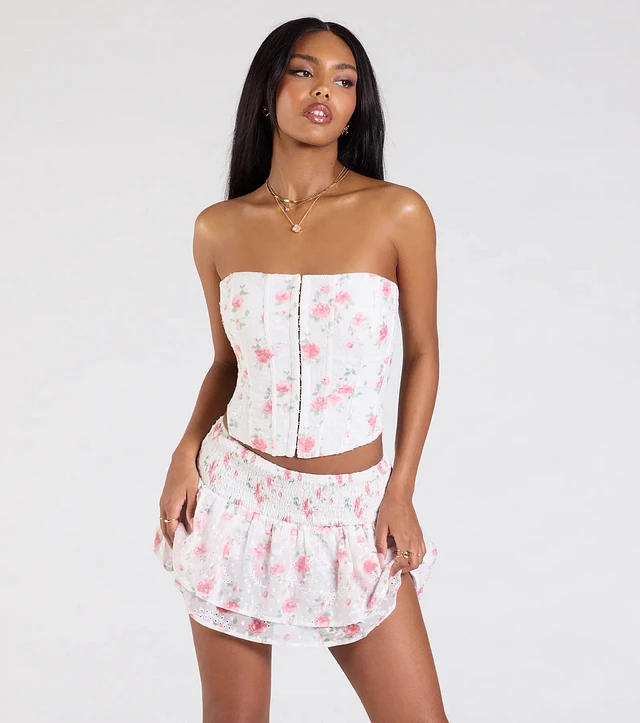 Windsor Call Me Cutie Lace-Up Floral Eyelet Corset Top | Arden Fair