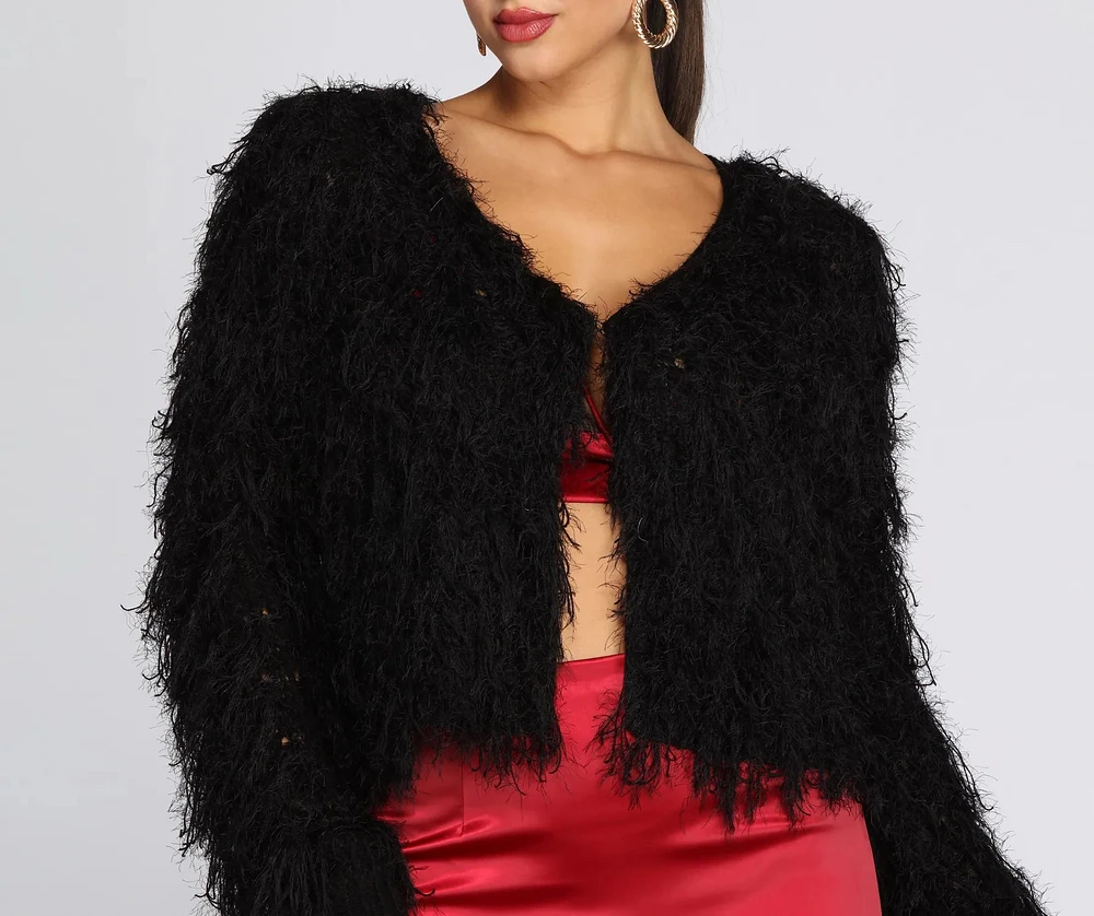 Windsor On Fringe Shaggy Cardigan | MainPlace Mall