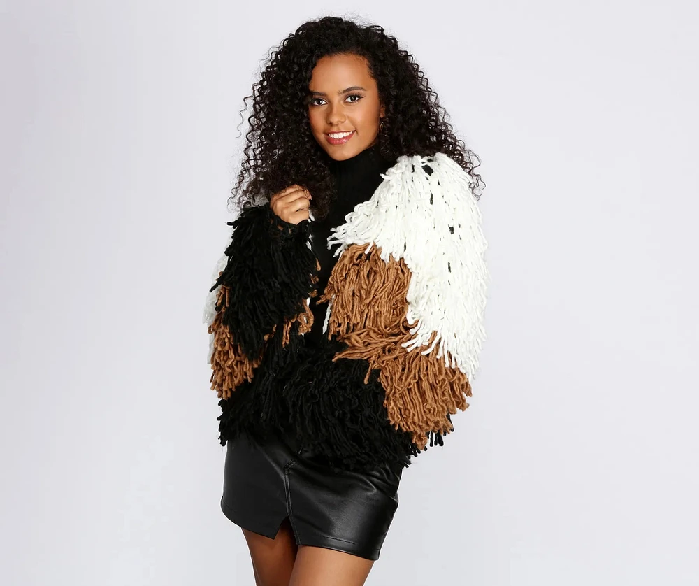 Windsor Colorblock Shaggy Cardigan | Westland Mall