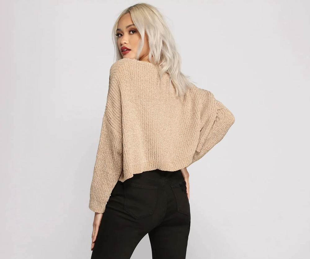 Windsor Keep It Chill Chenille Cropped Sweater | MainPlace Mall