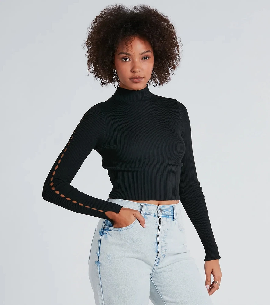 Windsor Chic Update Mock Neck Long Sleeve Crop Top | Arden Fair