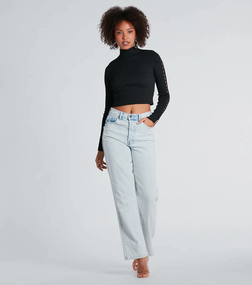 Windsor Chic Update Mock Neck Long Sleeve Crop Top | Arden Fair