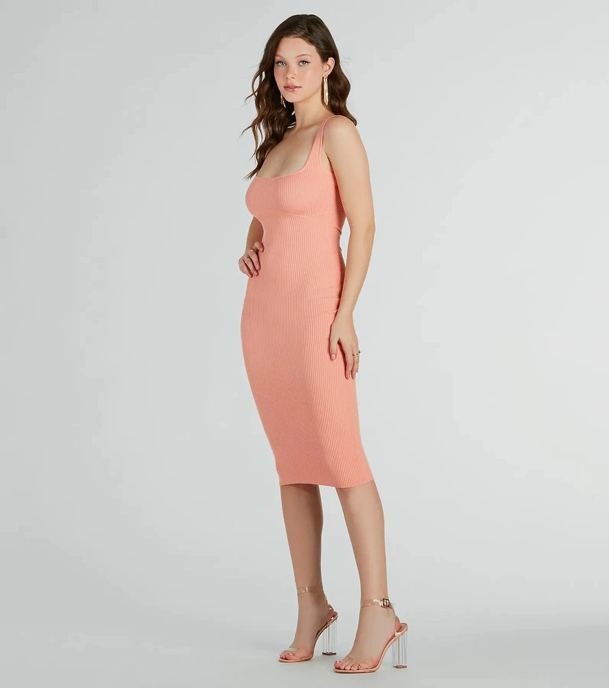 Windsor Perfect Pick Ribbed Knit Bodycon Midi Dress | MainPlace Mall