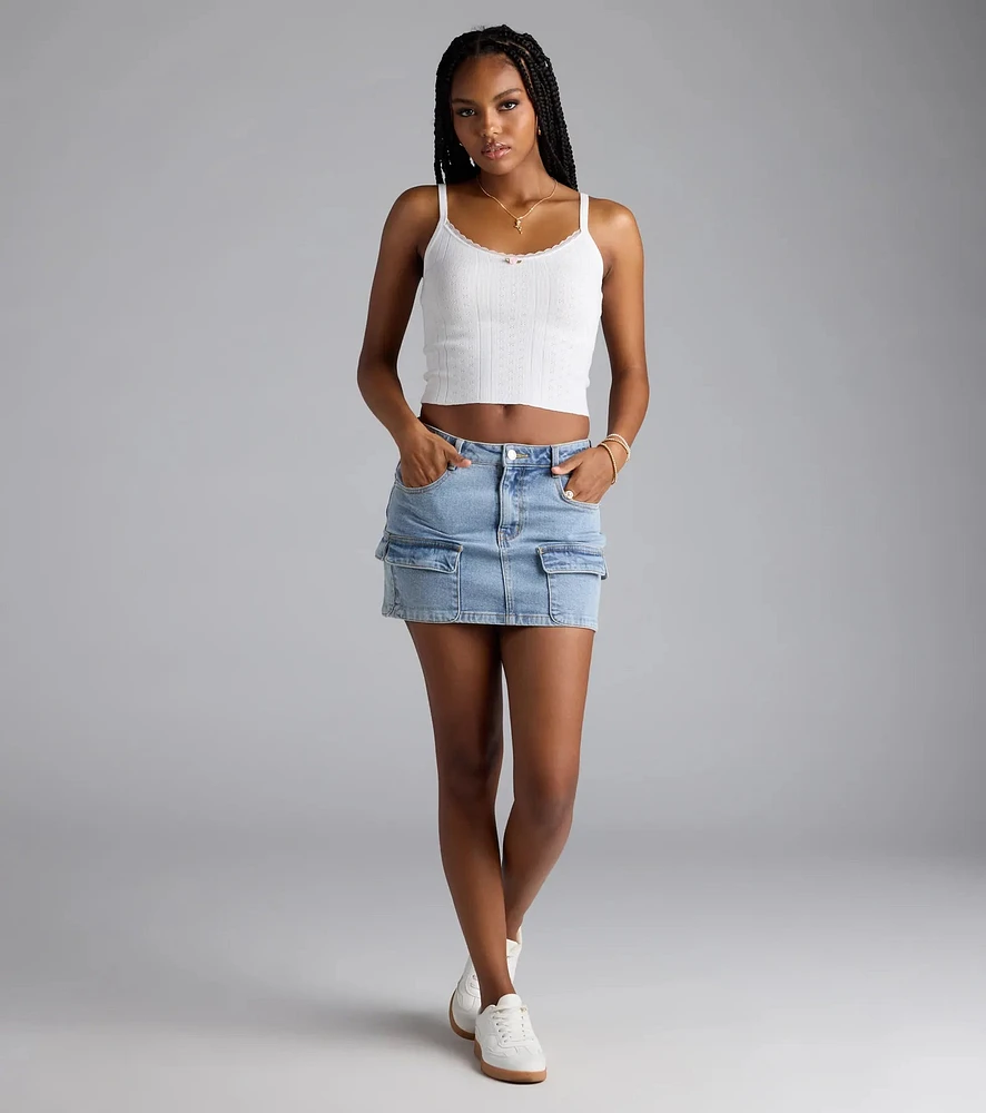 Windsor Cutesy Casual Rosette Lace Knit Cami Top at Foxvalley Mall