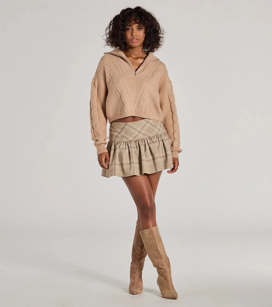 I am I - I am I  ループボアニット Windsor Elevated Cozy Half-Zip Cable Knit Sweater | MainPlace Mall