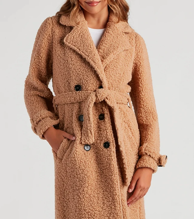 Windsor Locking Knit Down Sherpa Long Trench Coat | Connecticut