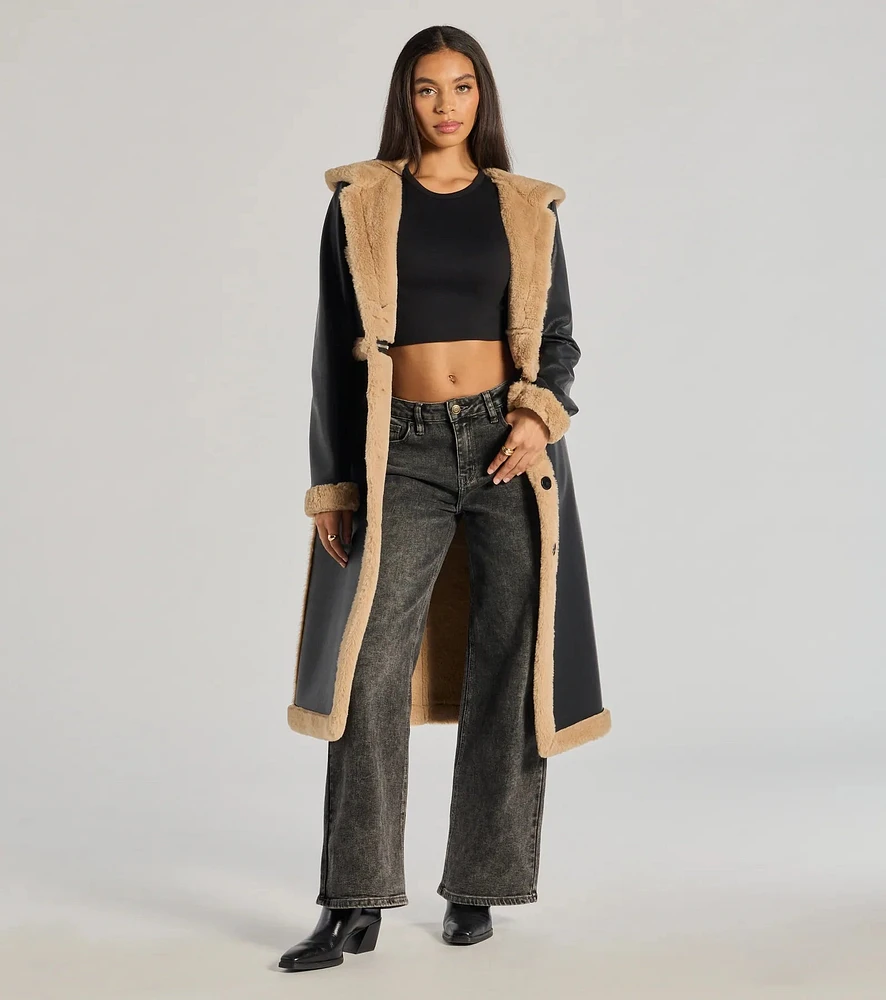 Windsor Runway Ready Convertible Faux Leather Trench Coat at
