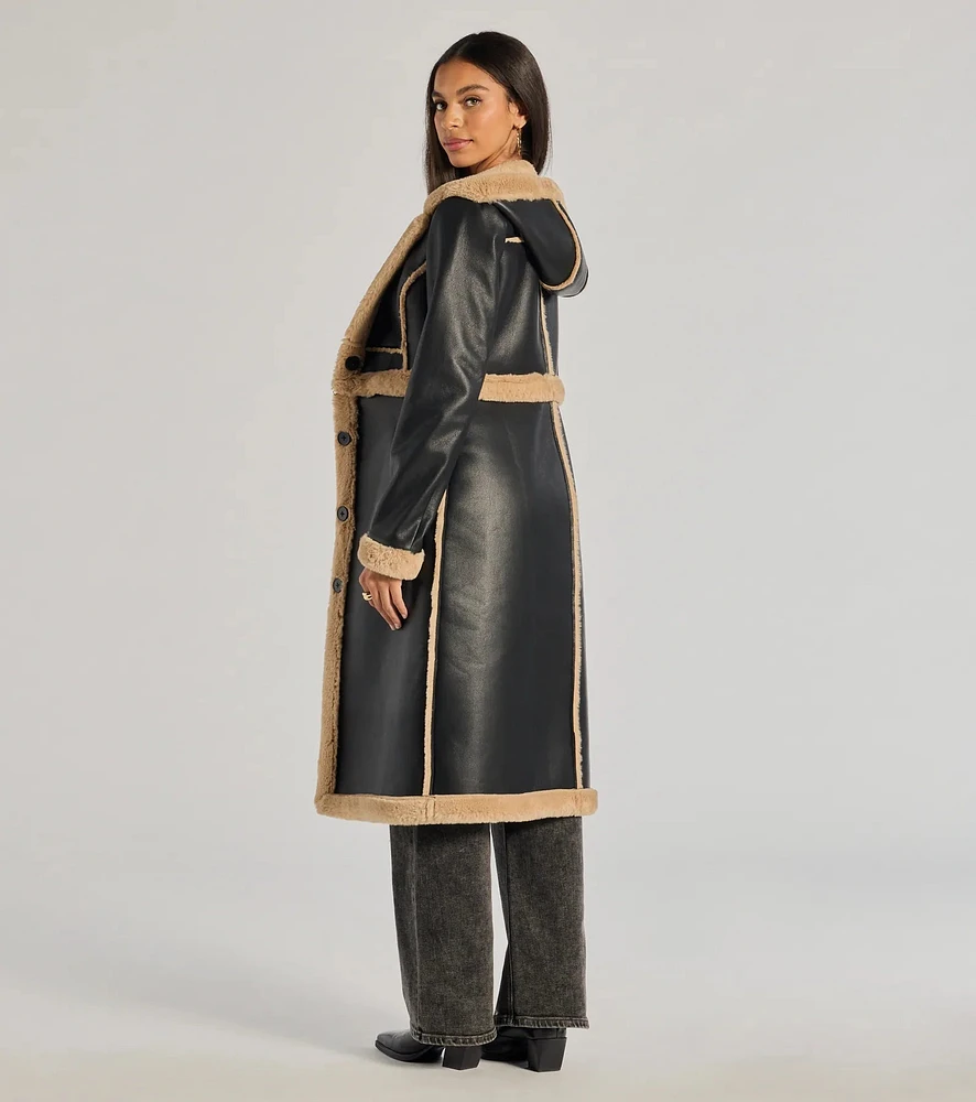 Windsor Runway Ready Convertible Faux Leather Trench Coat