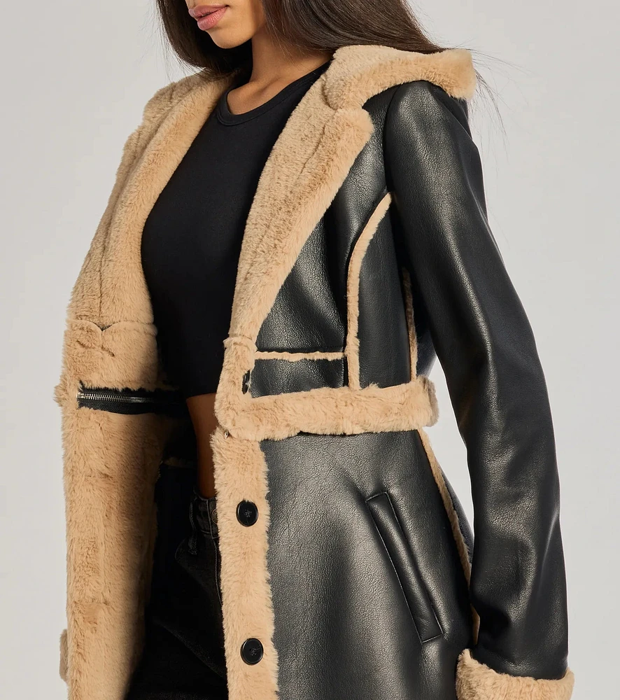 Windsor Runway Ready Convertible Faux Leather Trench Coat at