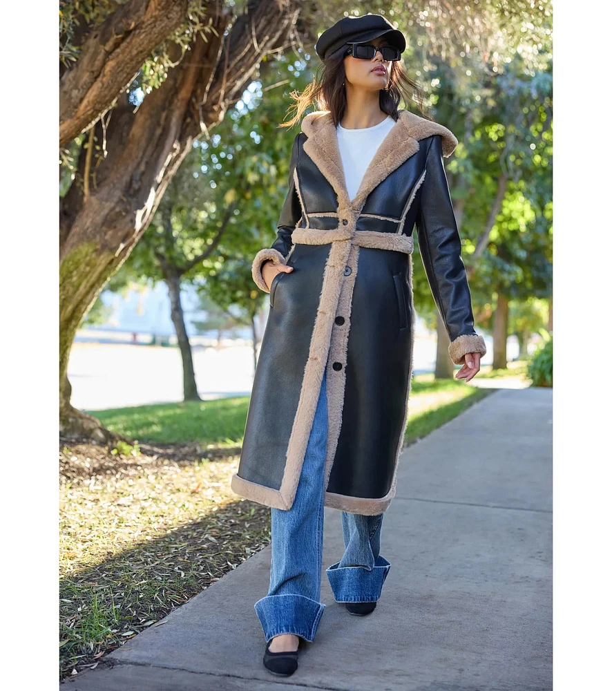 c*.様 VIKTOR & ROLF モールスキン ベルテッドハーフトレンチコー Windsor Runway Ready Convertible Faux Leather Trench Coat