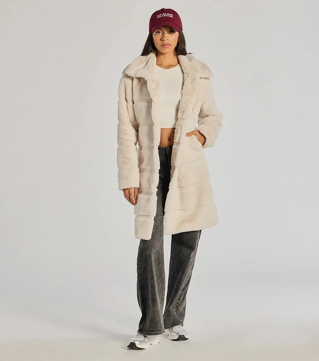AZALEA WANG Kaya Denim Faux Fur Trench Coat at Foxvalley Mall in