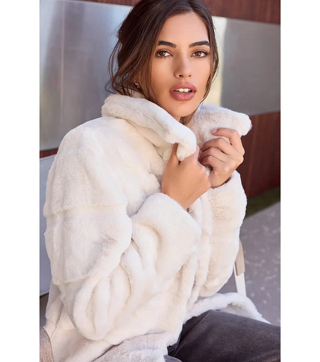 Azalea Wang Plus Size Elizabeth Tan Faux Fur Hooded Neck Oversize
