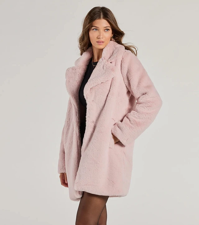 Azalea Wang Plus Size Kaya Denim Faux Fur Collared Trench Coat at