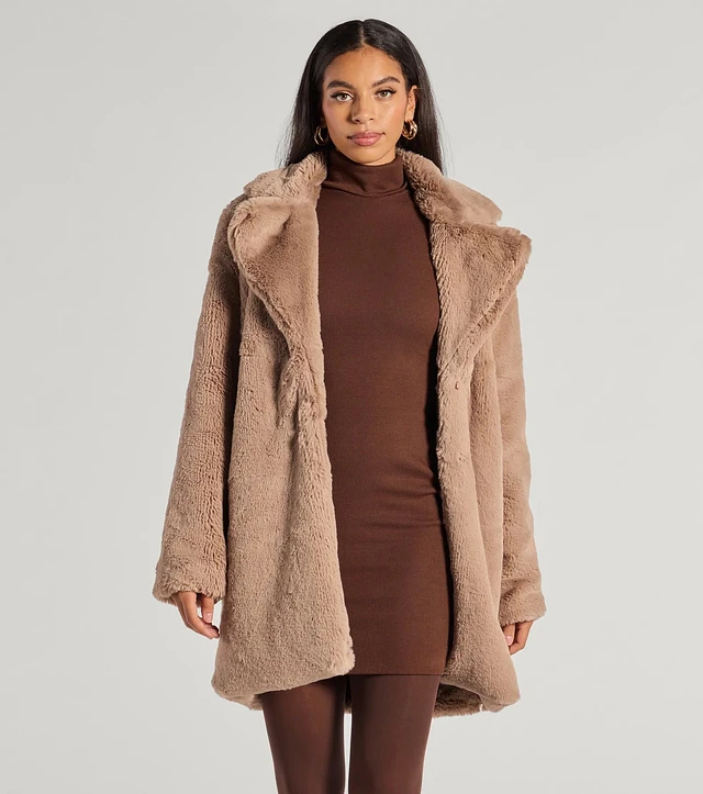 Azalea Wang Plus Size Kaya Denim Faux Fur Collared Trench Coat at