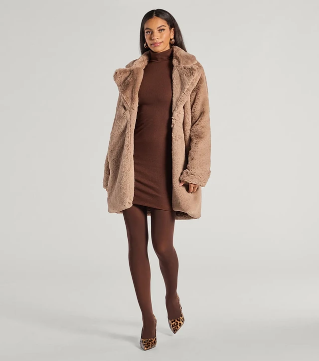 Azalea Wang Plus Size Kaya Denim Faux Fur Collared Trench Coat at