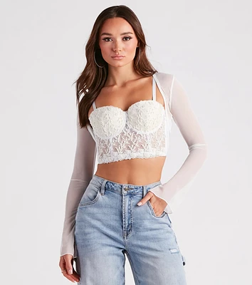 Windsor Sheer Mesh Blouson Sleeve Bolero | MainPlace Mall