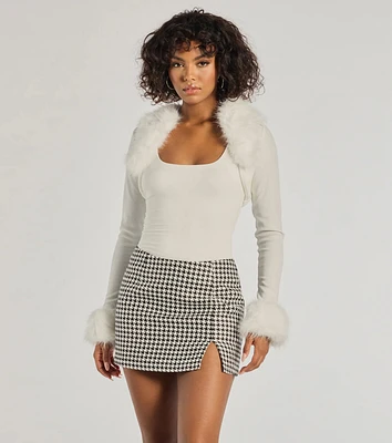 Gemma Layne Faux Fur Long Cable Vest at Hamilton Place in
