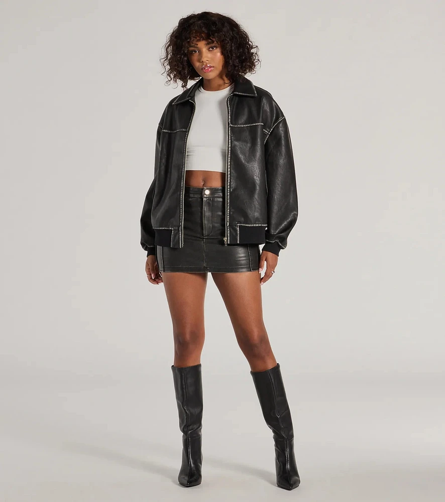 ジャケット・アウター vintage learher bomber jacket black Vintage Leather Lambskin Bomber Jkt Leather Bomber Jacket-JCPenney