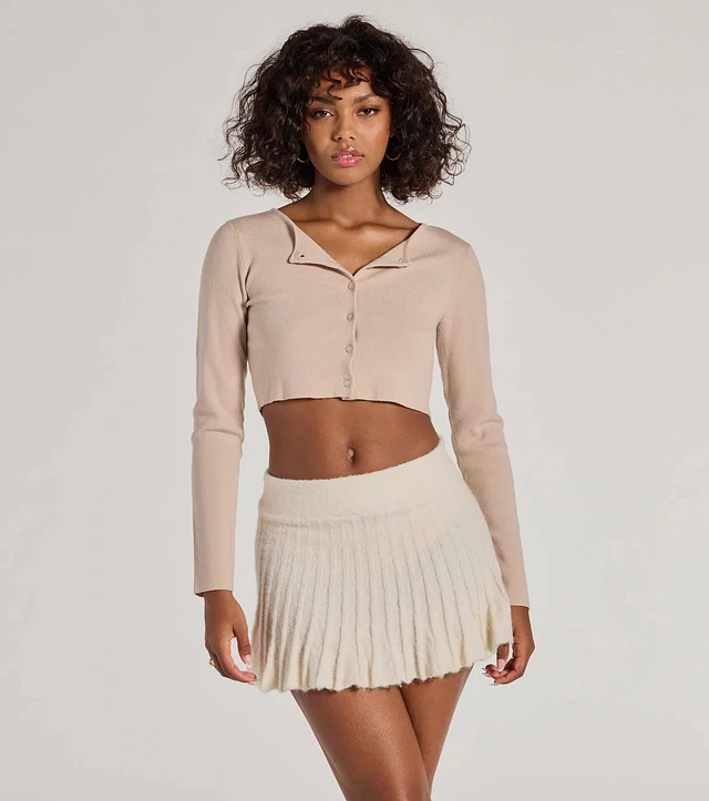 Windsor Preppy Charm Pleated Knit Mini Skirt | MainPlace Mall
