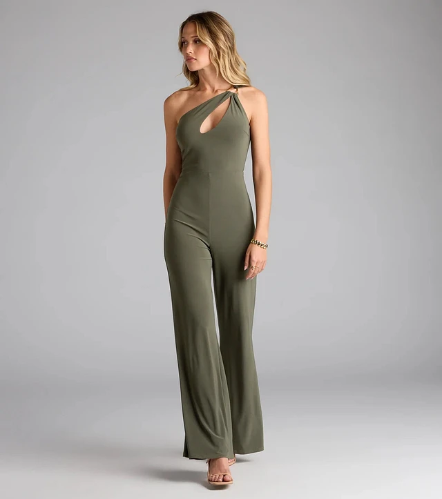 Alex Marie Aliza One Shoulder Wide Leg Crepe Jumpsuit at Hamilton