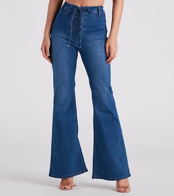 Windsor Snatched Style V-Cut Waist Flare Jeans | MainPlace Mall