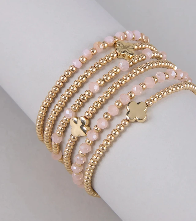 Altar'd State Gold Bead Clover Bracelet Set at CoolSprings