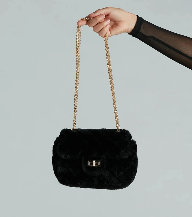 Windsor Furry And Fab Quilted Crossbody Bag | MainPlace Mall
