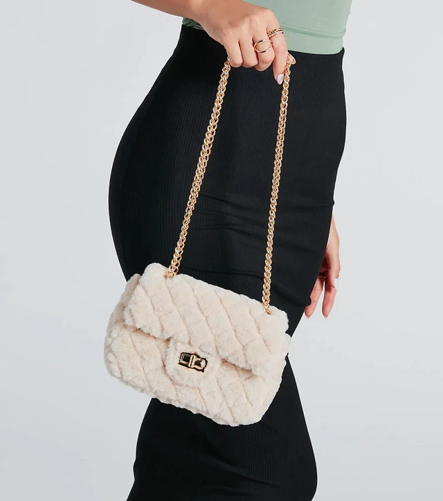 Windsor Furry And Fab Quilted Crossbody Bag | MainPlace Mall