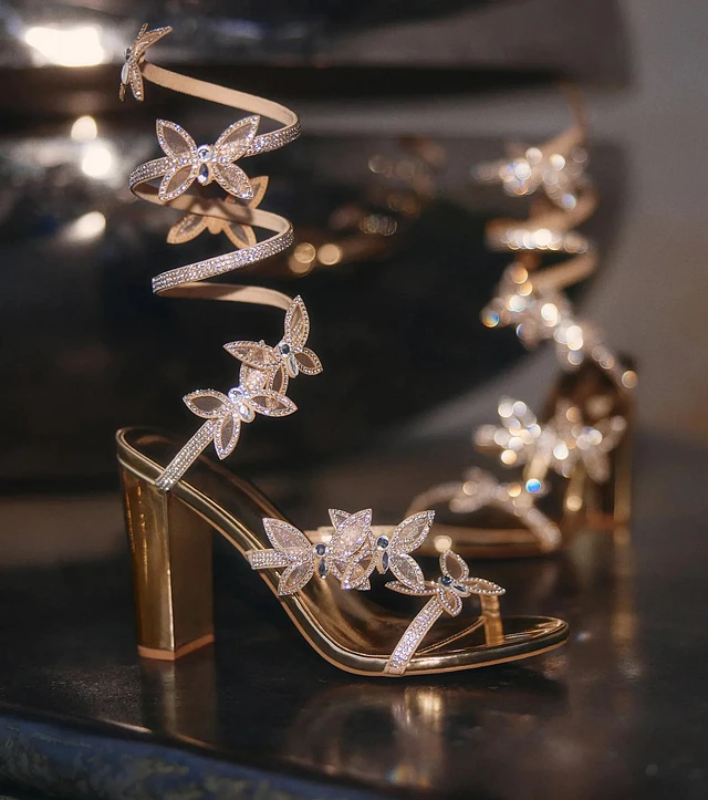 Windsor Dreamy Rhinestone Butterfly Spiral Metallic Heels