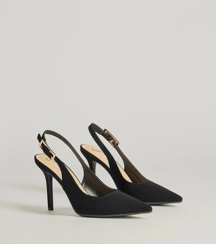 靴 Buckle-Belted Slingback Pumps Windsor Classically Chic Buckle Slingback Pumps | Westland Mall