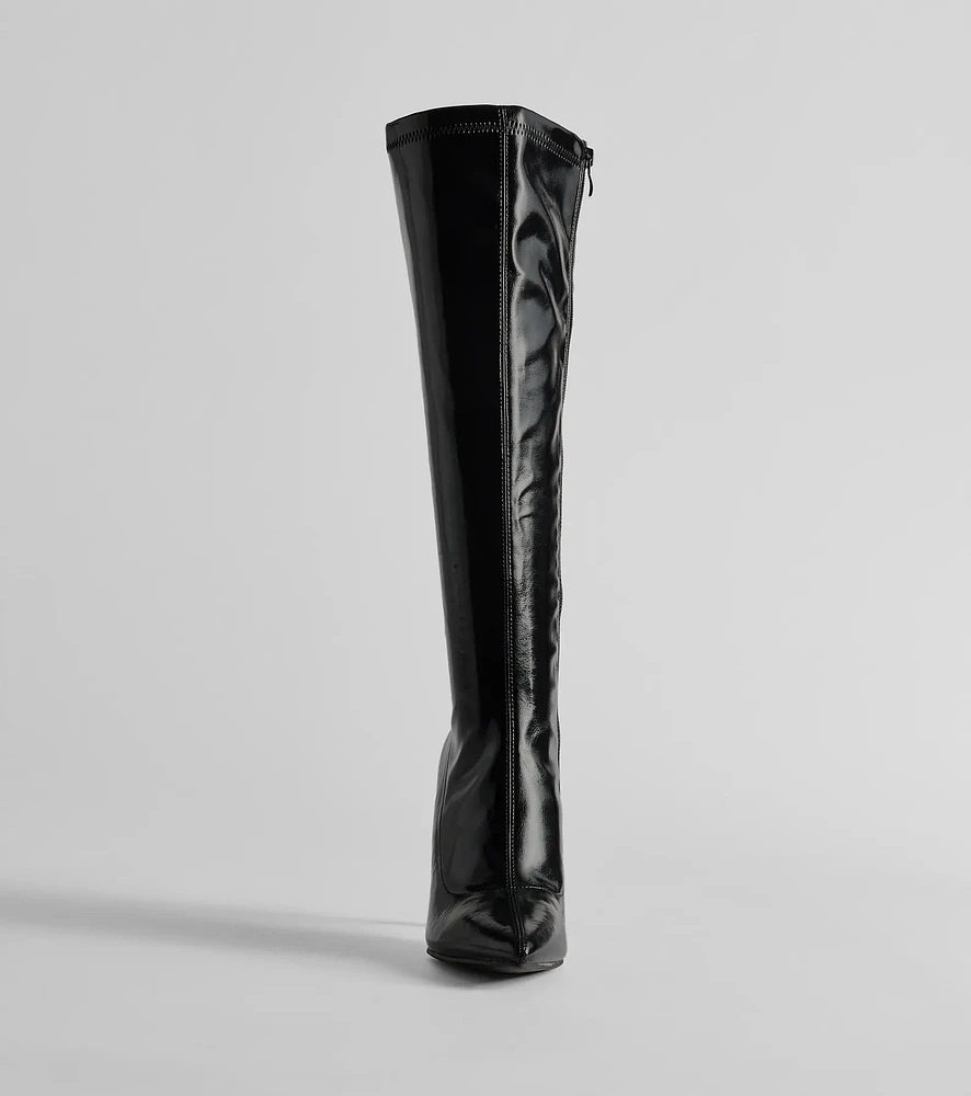 Windsor Major Strut Faux Leather Knee-High Stiletto Boots