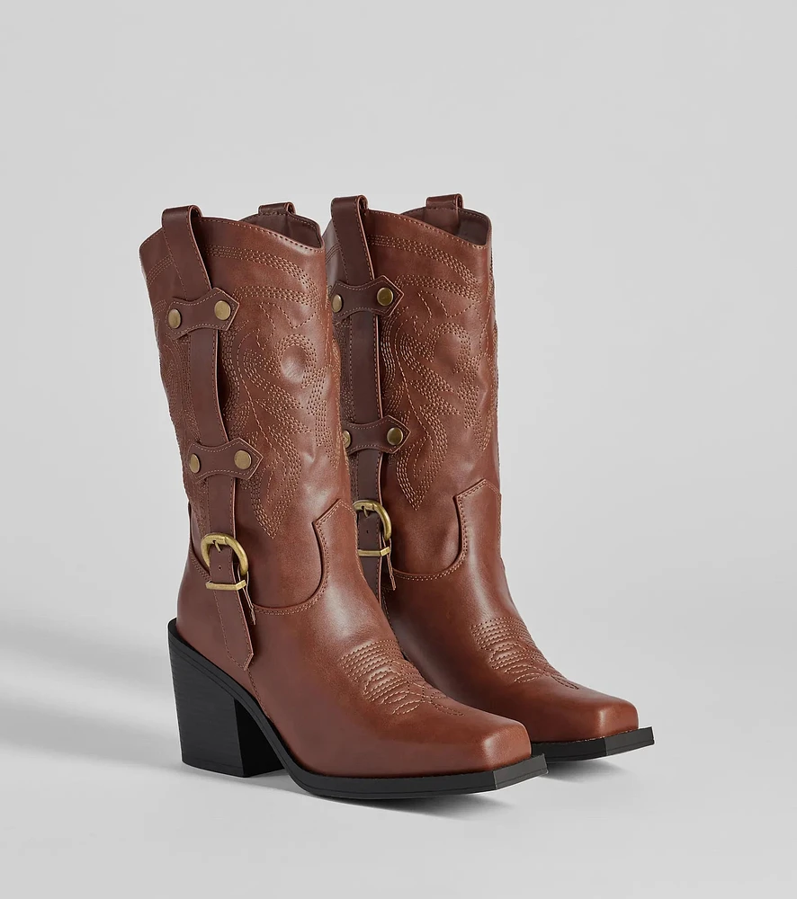 Windsor Homestead Chic Western Faux Leather Boots | MainPlace Mall