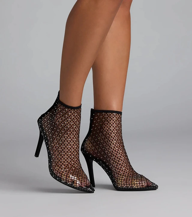 Windsor New Heights Fishnet Rhinestone Over-The-Knee Boots