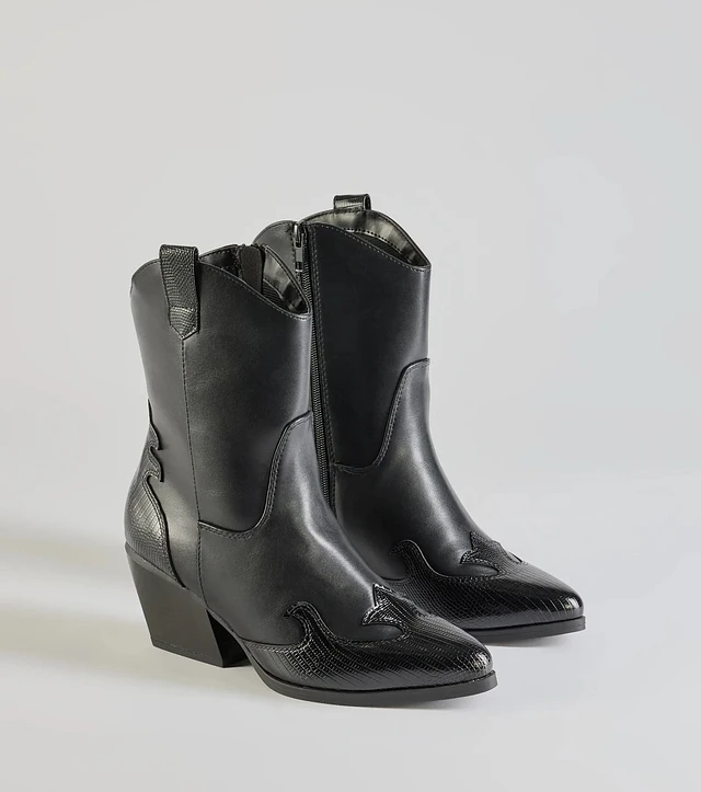 AZALEA WANG Women's Lenkov Faux Leather Western Booties at