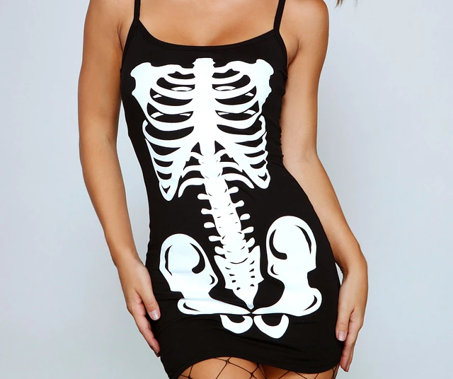 Windsor Glam Ghoul Skeleton Print Mini Dress | MainPlace Mall