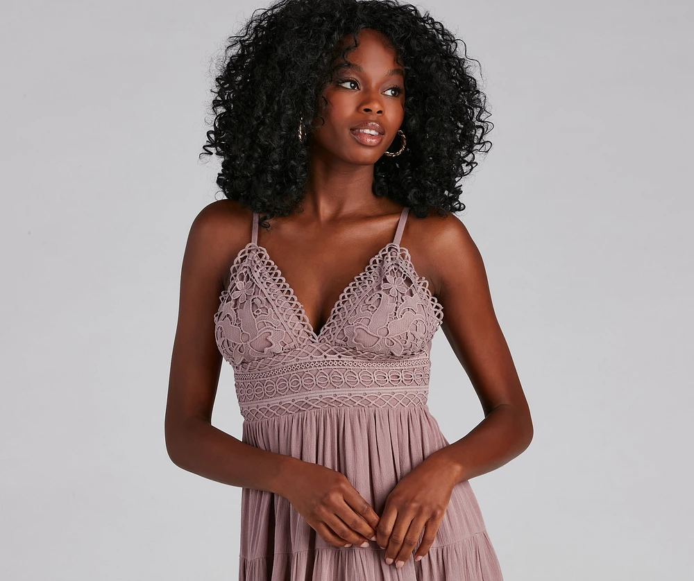 Windsor Let It Flow Crochet V-Neck Skater Dress | MainPlace Mall