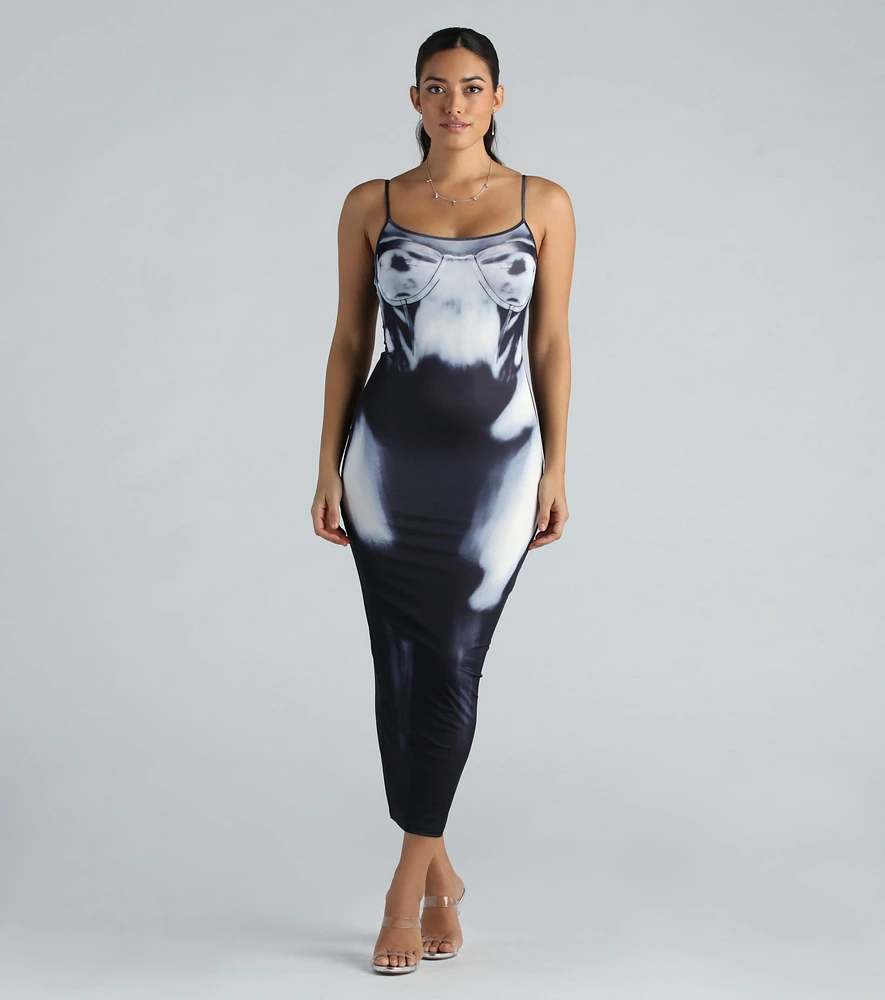Windsor See Through Me X-Ray Graphic Maxi Dress