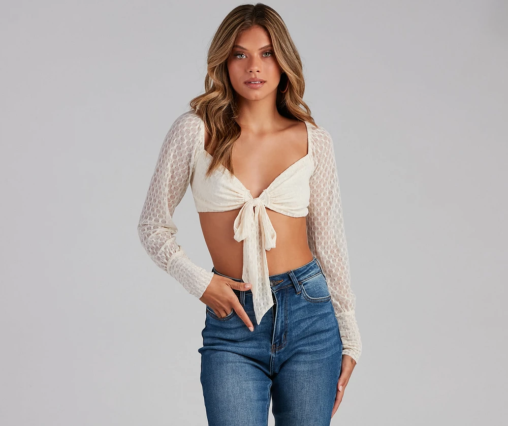 Windsor Totally Sweet Mesh Tie-Front Top | MainPlace Mall