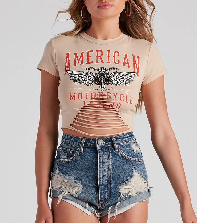 SWIXXZ Slashed Black & White Stacked Crop Top at CoolSprings