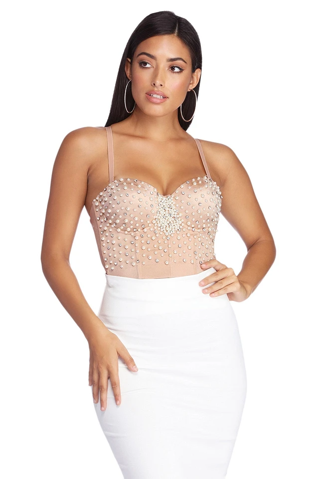 Windsor Pearl Embellished Cropped Bustier | Liberty Center
