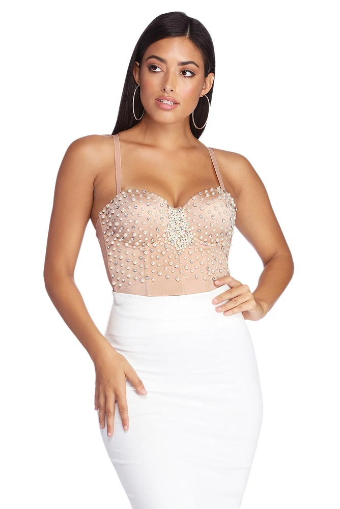 Windsor Pearl Embellished Cropped Bustier | Liberty Center
