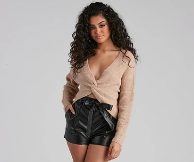 Abercrombie & Fitch Off-The-Shoulder Twist Sweater Top | MainPlace