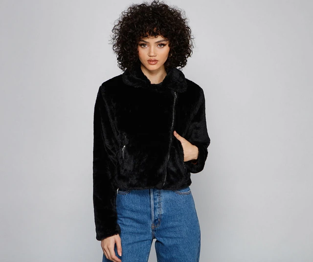 Windsor Rebel Chic Faux Fur Moto Jacket | Liberty Center
