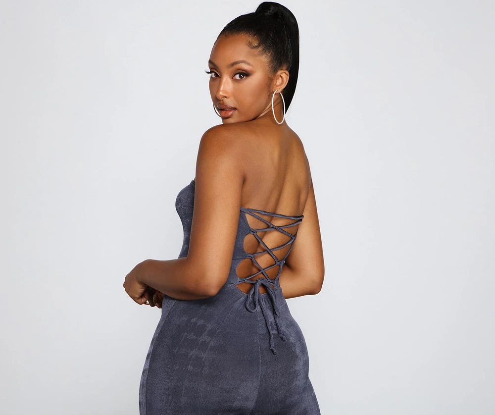 Windsor Style Icon Lace-Up Back Jumpsuit | Liberty Center