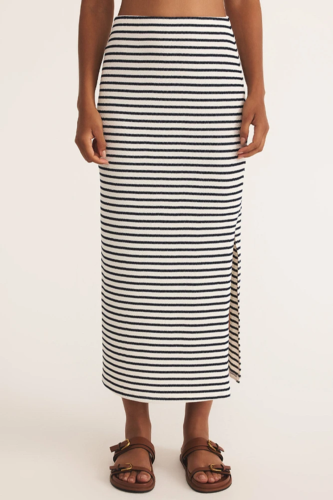【NICK&NICOLE】 UNBALANCE STRIPE MIDI SKIRT /追跡付 Black A-Line Cotton Midi Skirt - Nicole Skirt | Marcella