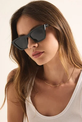 Z Supply Undercover Sunglasses | Polished Black - Grey