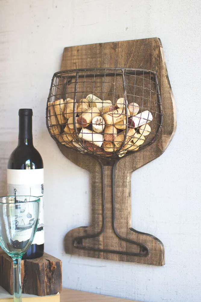Large wine glass cork store holder