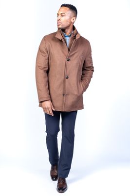 Strauss Red Label Wool/Cashmere Car Coat with Removable Bib