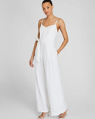 Zara FULL CUT KNOTTED LINEN BLEND JUMPSUIT | Square One
